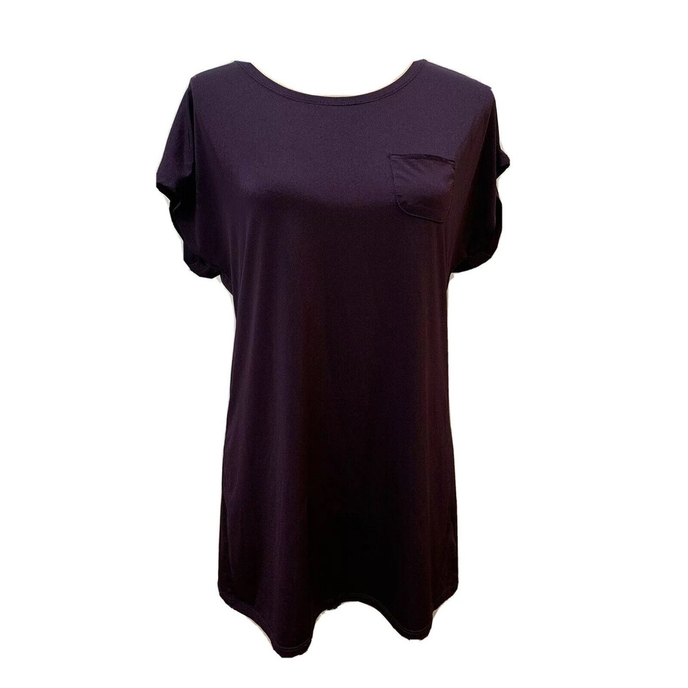 Womens Purple Top Front Little Pocket Short Sleeve Stretch No Size